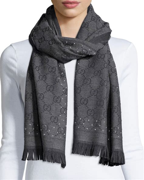 fibbia gucci graffiata|Graphite GG Jacquard Pattern Knitted Scarf .